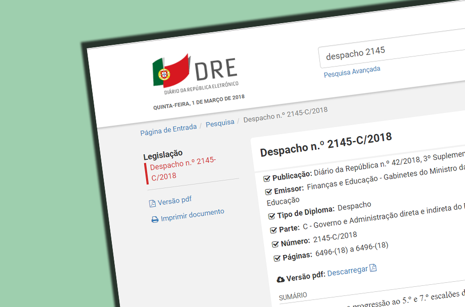 Vagas para a progressão ao 5.º e 7.º escalões