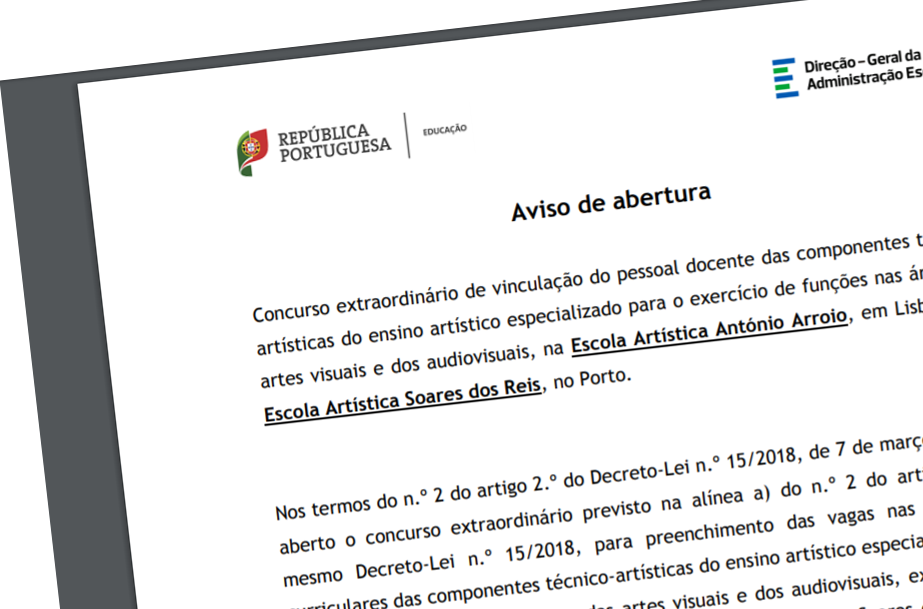 Aviso de Abertura - Ensino Artístico