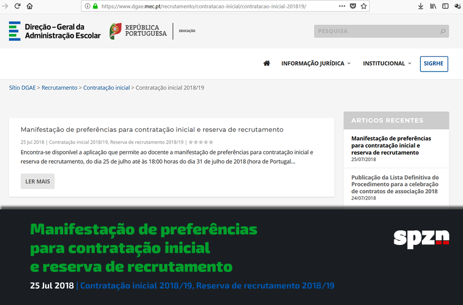 Manifestação de preferências para contratação inicial e reserva de recrutamento