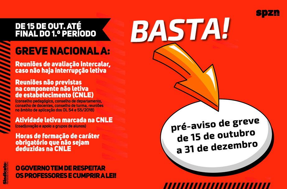 Organizações sindicais de professores entregaram, hoje, pré-aviso de greve de 15 de outubro a 31 de dezembro 