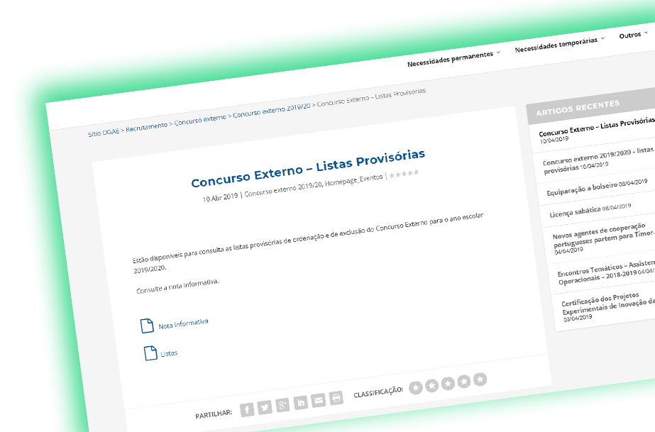 Concurso Externo – Listas Provisórias