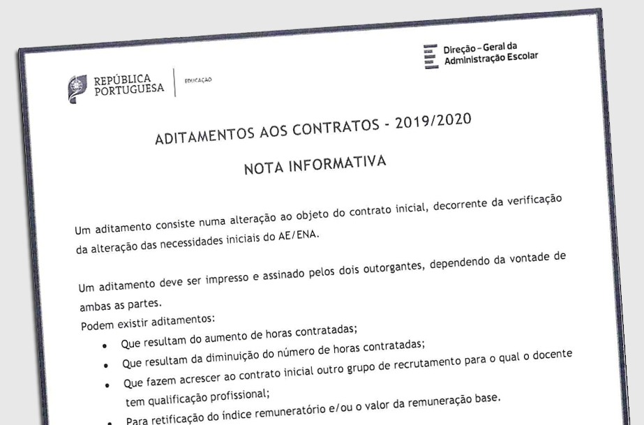 Aditamentos aos contratos - 2019/2020