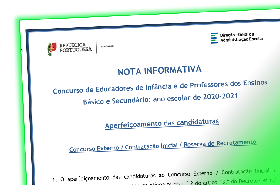 Aperfeiçoamento das Candidaturas – Concurso Externo / Contratação Inicial e Reserva de Recrutamento