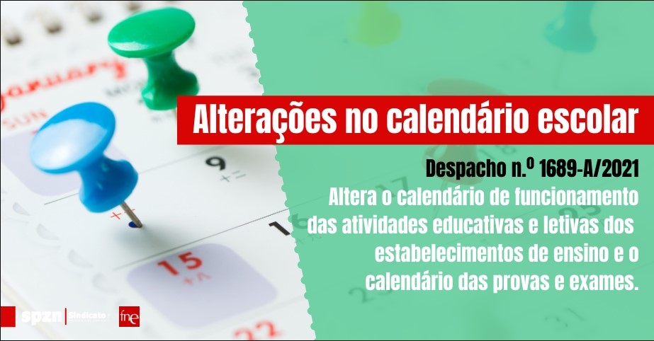 Alterações no calendário escolar