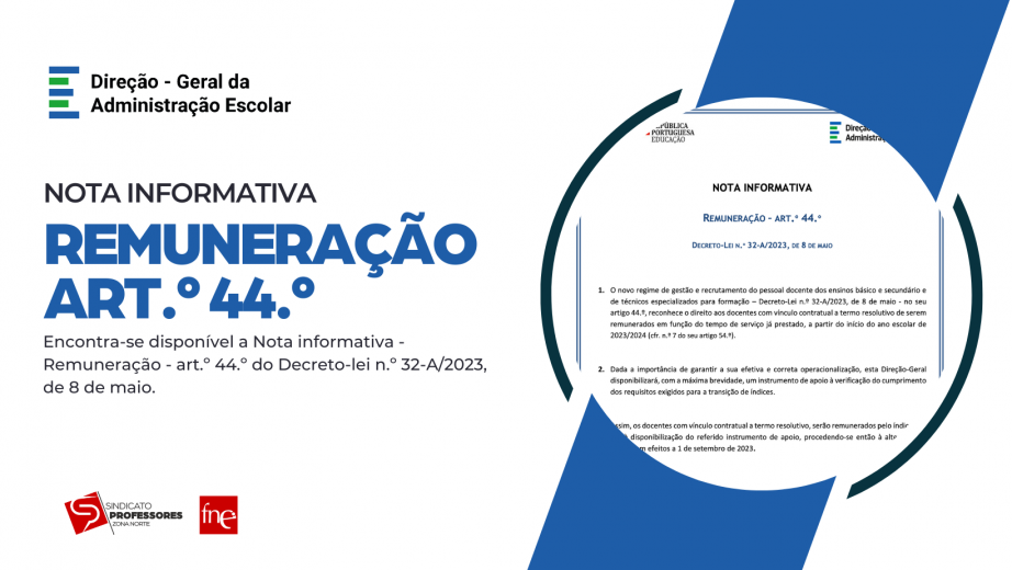 Nota Informativa - Remuneração - art.º 44.º do Decreto-lei n.º 32-A/2023, de 8 de maio